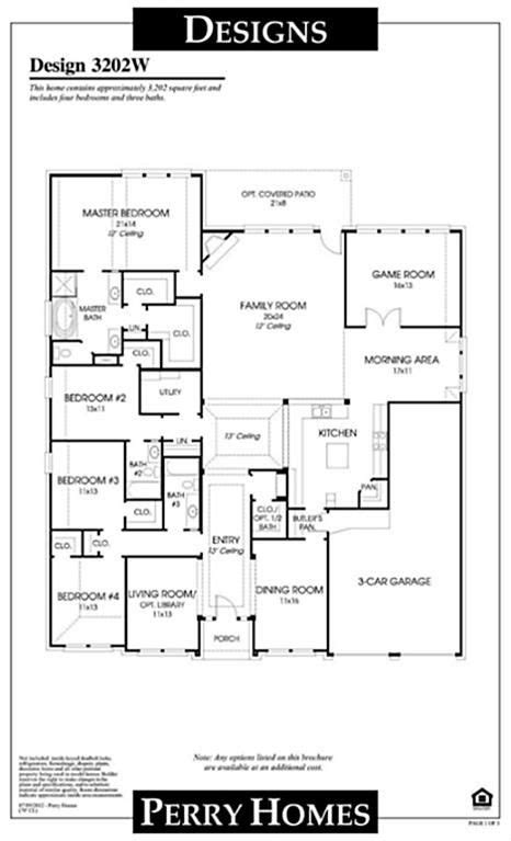 floor plan perry homes  story homes  house plans