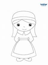 Pilgrim Coloring Girl Brother Printable sketch template