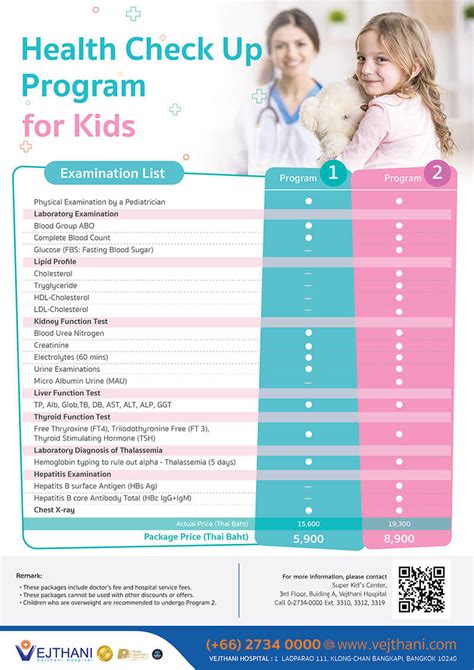 health check  packages  kids vejthani hospital jci accredited