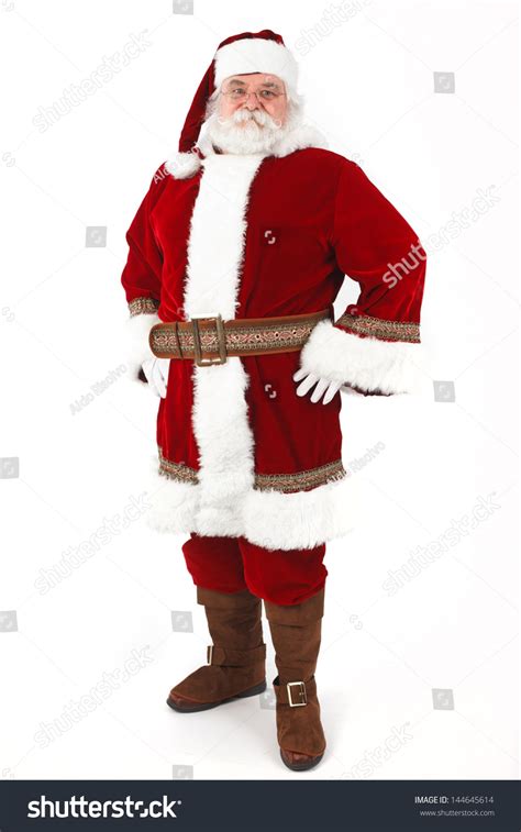 full body shot  santa claus   hands   hips isolated