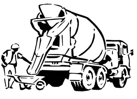 cement truck  construction work coloring page cement truck