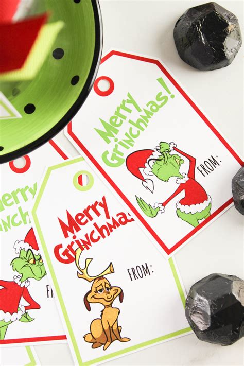 printable grinch christmas gift tags baking  happier