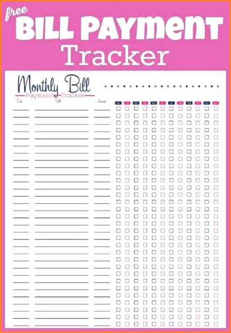 monthly bill template  printable printable templates