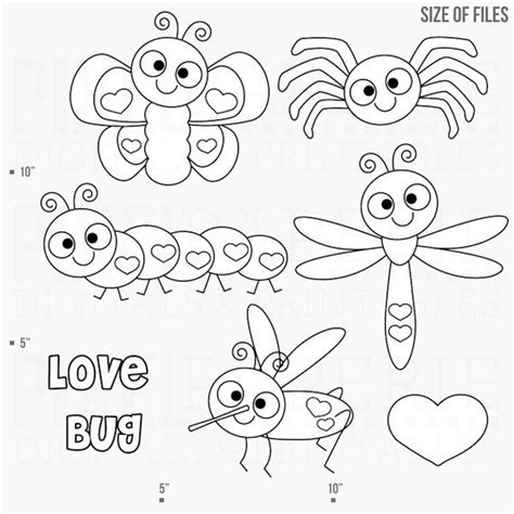 valentines day stamps hearts dragonfly bee butterfly ladybug spider