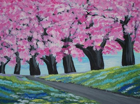 Cherry Blossom Trees Painting By Elizabeth Janus Fine Art America