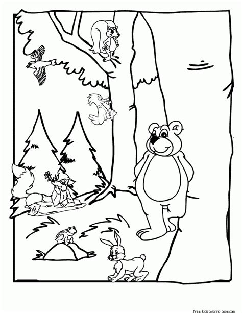 printable forest animals coloring page  kids coloring pagefree
