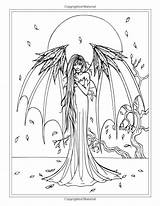 Coloring Fairy Autumn Pages Fantasy Halloween Witches Book Fairies Adult Vampires Vampire Color Books Colouring Printable Adults Sheets Amazon sketch template