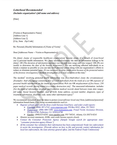 effective hipaa breach notification letter examples samples