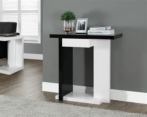 Monarch Specialties Accent Table 32 L Glossy White Black Hall Console