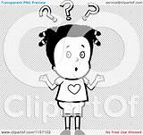 Confused Girl Clipart Shrugging Under Marks Question Cartoon Outlined Coloring Vector Transparent Background Cory Thoman Clipground sketch template