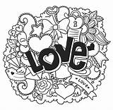 Doodle Heart Doodles Pages Coloring Text Real sketch template