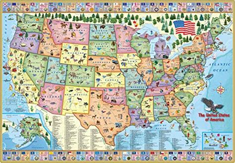 united states map  kids laminated childrens wall map     kids map  akros