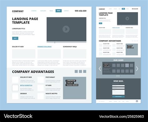 landing page template website layout design vector image