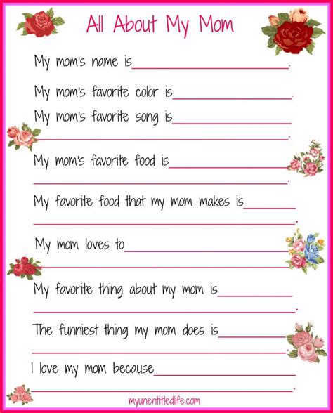 mom mothers day  printable mothers day projects