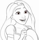 Rapunzel Coloring Pages Princess Disney Colouring Tangled Face Easy Kids Girls Printable Print Sheets Princesses Color Excited Getting Drawing Drawings sketch template