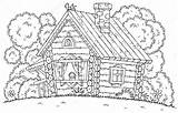 Coloring Outline Cabin Log Stock Woods Atop Chicken Depositphotos Template Designlooter Alexbannykh sketch template