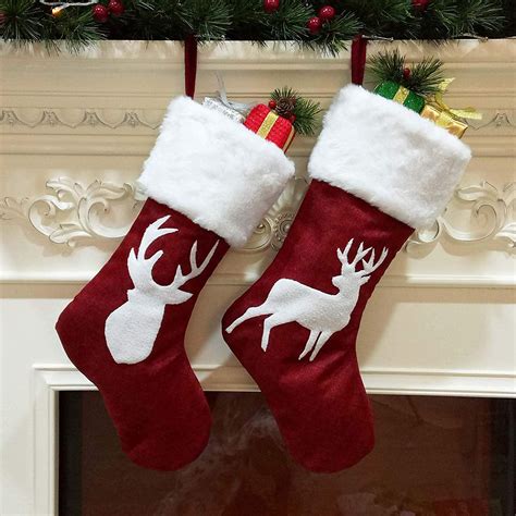 gliving christmas socks elk embroidery christmas socks pack large