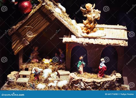 birth  jesus christ christmas crib stock photo image  december