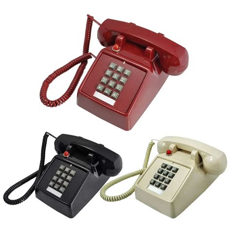 colors wired desktop telephone vintage retro push button phone wired