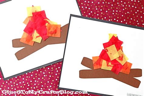 tissue paper campfire craft