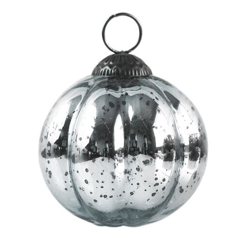 6 Pack Large Holiday Mercury Glass Ball Ornaments 3 Silver Posey