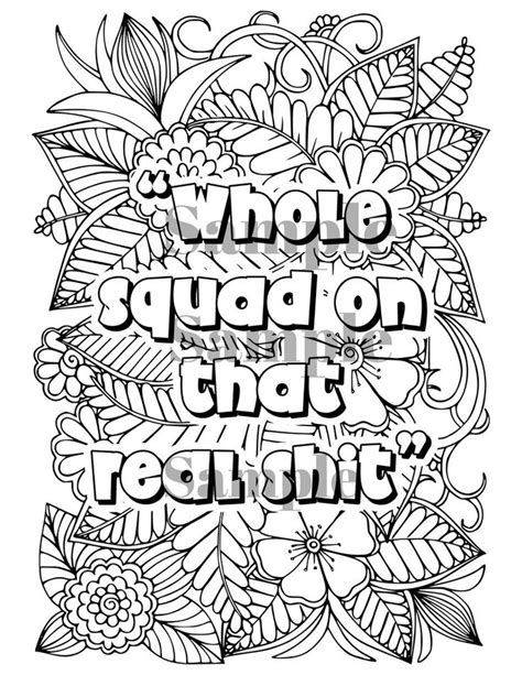 popular quotes flower coloring pages adult digital art printable