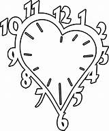 Clock Coloring Pages Kids Printable Heart sketch template