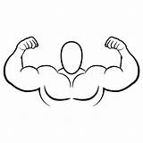 Flexing Biceps Sterke Sportschool Muscles Spier Wapens Stockillustratie Geïsoleerd Illustratie Buigen Teken sketch template