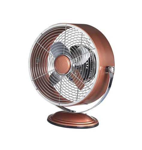 decobreeze retro fan air circulator table fan  full pivot fan head metallic copper