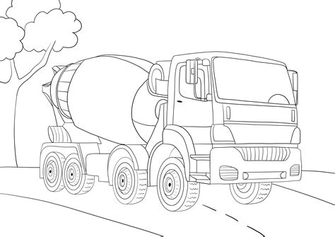 cement truck  printable sheet  kids  color