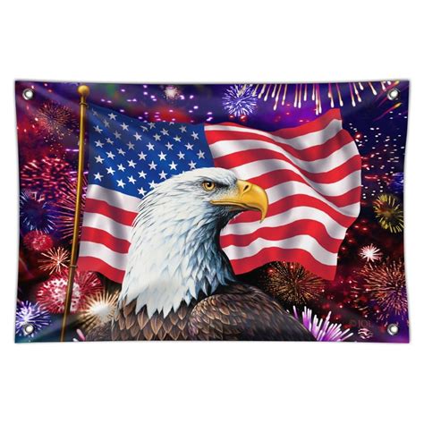 eagle patriotic   july celebration american flag fireworks home business office sign