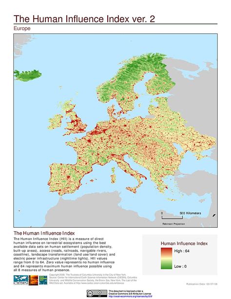 Maps Global Human Influence Index Geographic V2 Sedac