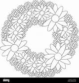 Coloring Wreath Floral Stock Alamy Illustration Vector sketch template