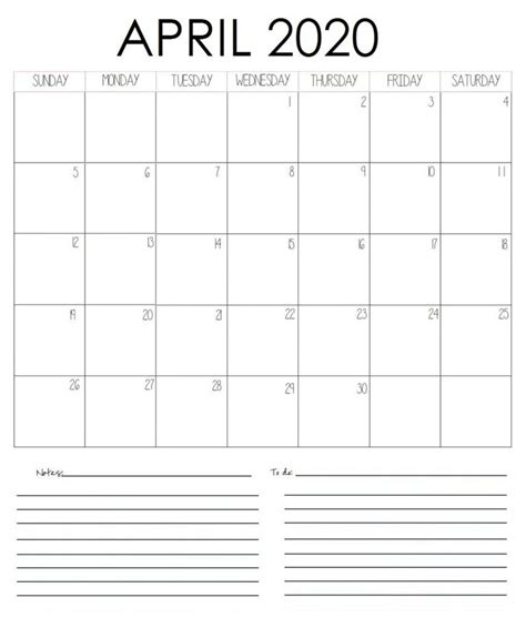 april  blank planner  notes monthly planner monthly calendar