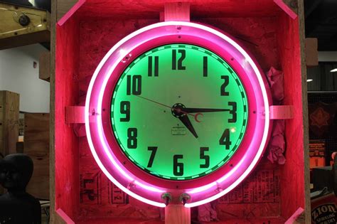 large  cleveland neon clock  stdibs cleveland neon clock  sale large neon clock