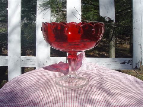 Vintage Ruby Red Glass Bowl By Vintageboxedblonde On Etsy