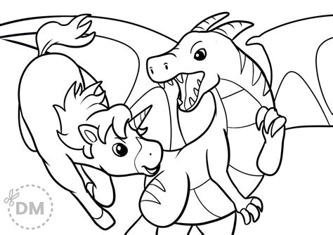 cool unicorn  dragon coloring page diy magazinecom