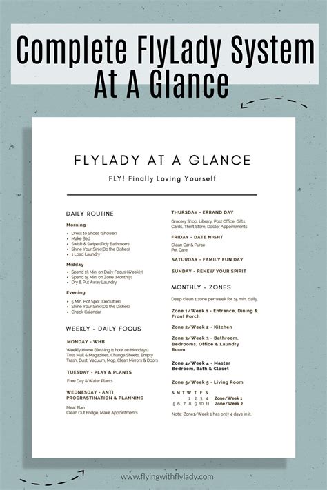 flylady editable printable control journal flylady cleaning schedule
