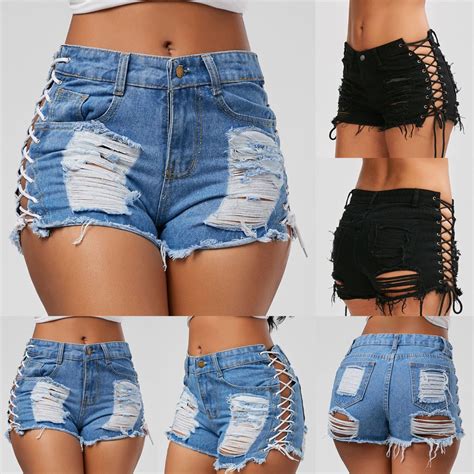 womens lace  ripped jeans beach mini hot pants sexy summer casual