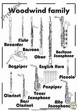 Woodwind Instruments Orchestra Worksheets Saxophone Clarinet Tenor sketch template