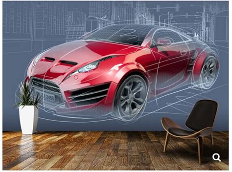 custom  modern wallpaper sports car sketch  living room bedroom tv