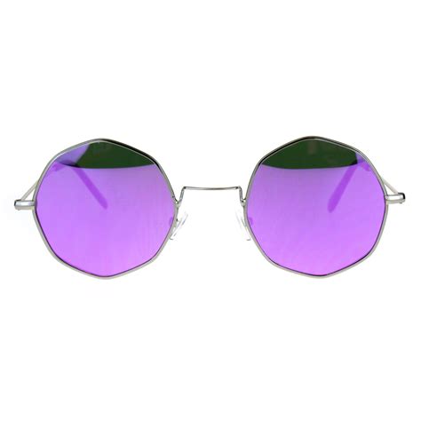Sa106 Color Mirror Lens Octagon Metal Wire Rim Pimp Hippie Sunglasses