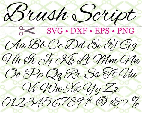 brish script svg font cricut silhouette files svg dxf eps png