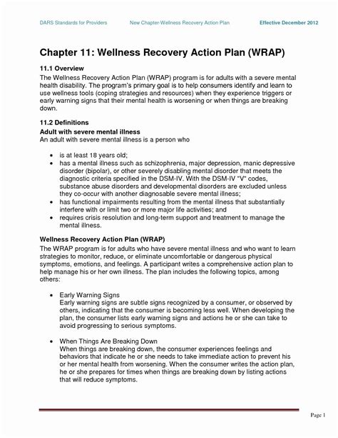 wellness recovery action plan template luxury wrap mental health mental