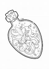 Magic Yampuff Coloring Pages Fairy Bottle sketch template