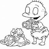 Rugrats Tommy Colorear Dinosaurus Doll Getdrawings sketch template
