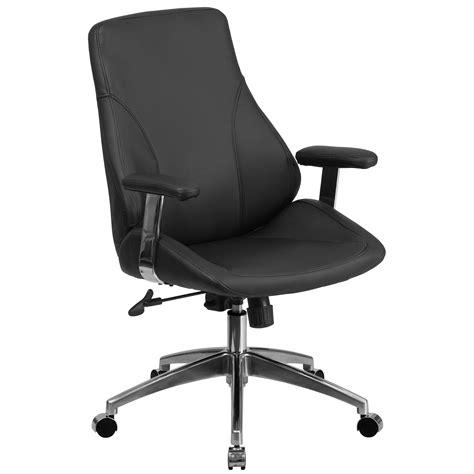 flash furniture mid  black leathersoft smooth upholstered executive swivel office chair