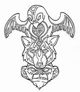 Totem Pole Tattoo Drawing Coloring Poles Designs Drawings Pages Animal Deviantart Alaska Outline Easy Cool Native Tiki Owl Eagle American sketch template