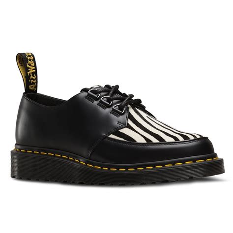 dr martens ramsey zebra unisex leather creeper style shoes black zebrino