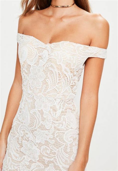White Lace Bardot Bodycon Dress Fashion Trend 2020 Vogue Xxl Nike